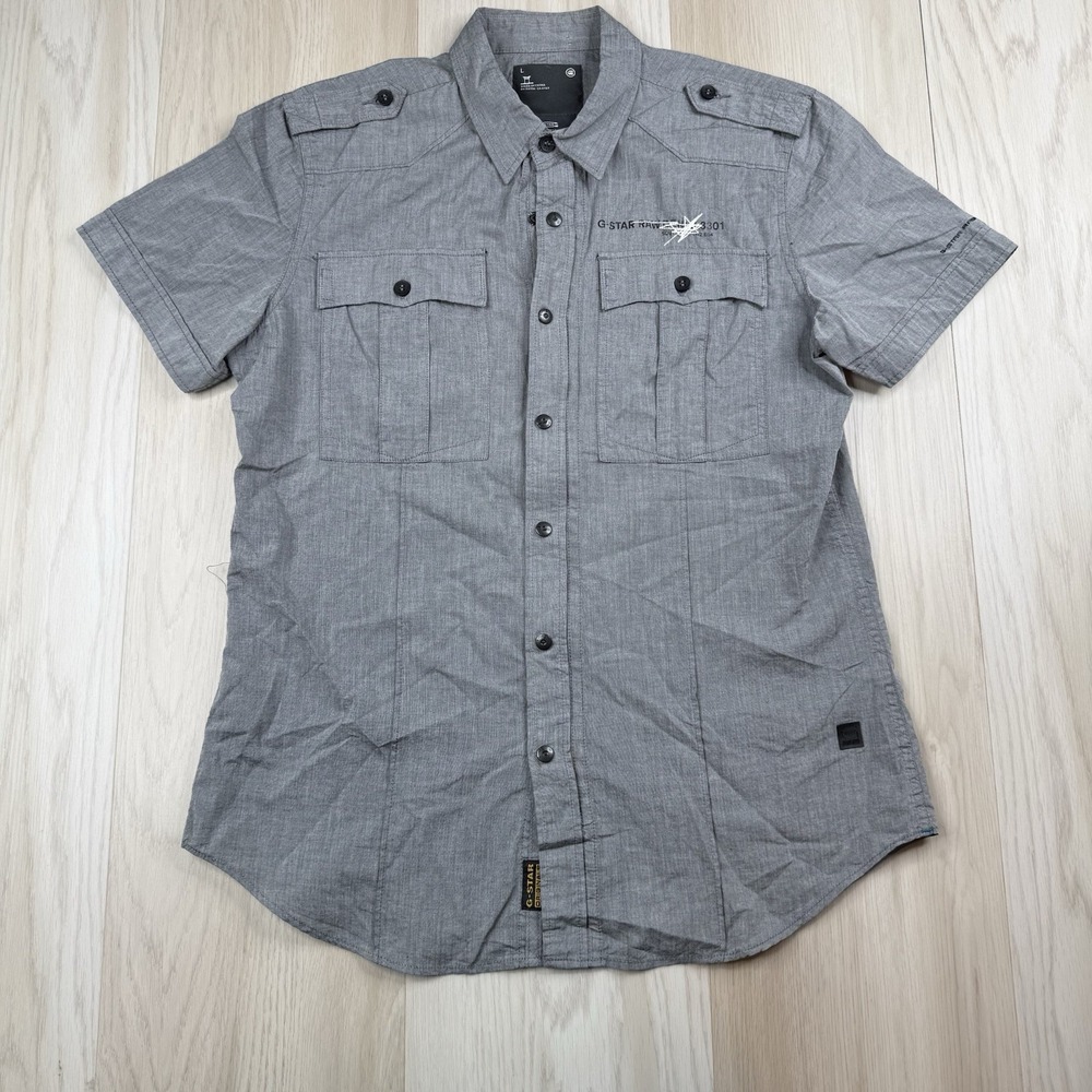 G-Star Raw Short Sleeve Gould Rock Button Western Shirt Gray Utility Women's L